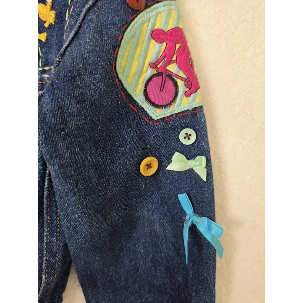 Vintage French‎ Toast Jacket Kids 4T Blue Denim Cycle Champ Rainbow Animals